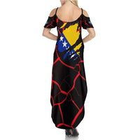 Bosnia and Herzegovina Flag Family Matching Summer Maxi Dress and Hawaiian Shirt with Dragon Shape - Fusion of National Pride & Sports Spirit
