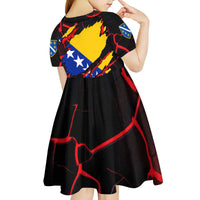 Bosnia and Herzegovina Flag Kid Short Sleeve Dress with Dragon Shape - Fusion of National Pride & Sports Spirit
