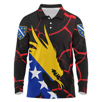 Bosnia and Herzegovina Flag Long Sleeve Polo Shirt with Dragon Shape - Fusion of National Pride & Sports Spirit