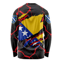 Bosnia and Herzegovina Flag Long Sleeve Shirt with Dragon Shape - Fusion of National Pride & Sports Spirit