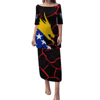 Bosnia and Herzegovina Flag Puletasi with Dragon Shape - Fusion of National Pride & Sports Spirit