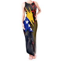 Bosnia and Herzegovina Flag Tank Maxi Dress with Dragon Shape - Fusion of National Pride & Sports Spirit