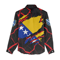 Bosnia and Herzegovina Flag Women Casual Shirt with Dragon Shape - Fusion of National Pride & Sports Spirit