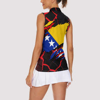 Bosnia and Herzegovina Flag Women Sleeveless Polo Shirt with Dragon Shape - Fusion of National Pride & Sports Spirit