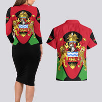 Malawi Flag Couples Matching Long Sleeve Bodycon Dress and Hawaiian Shirt Colors Blended with National Emblem - Symbolic Design
