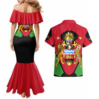 Malawi Flag Couples Matching Mermaid Dress and Hawaiian Shirt Colors Blended with National Emblem - Symbolic Design
