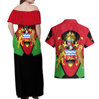 Malawi Flag Couples Matching Off Shoulder Maxi Dress and Hawaiian Shirt Colors Blended with National Emblem - Symbolic Design