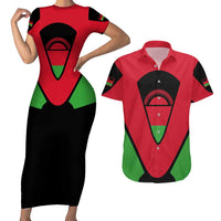 Malawi Flag Couples Matching Short Sleeve Bodycon Dress and Hawaiian Shirt Colors Blended with National Emblem - Symbolic Design