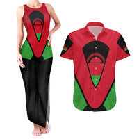 Malawi Flag Couples Matching Tank Maxi Dress and Hawaiian Shirt Colors Blended with National Emblem - Symbolic Design