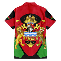 Malawi Flag Family Matching Off Shoulder Short Dress and Hawaiian Shirt Colors Blended with National Emblem - Symbolic Design