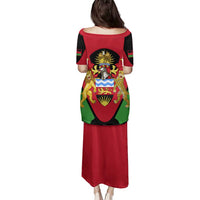 Malawi Flag Family Matching Puletasi and Hawaiian Shirt Colors Blended with National Emblem - Symbolic Design