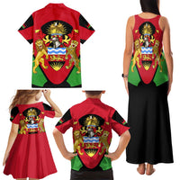 Malawi Flag Family Matching Tank Maxi Dress and Hawaiian Shirt Colors Blended with National Emblem - Symbolic Design