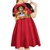 Malawi Flag Kid Short Sleeve Dress Colors Blended with National Emblem - Symbolic Design