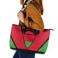 Malawi Flag Leather Tote Bag Colors Blended with National Emblem - Symbolic Design