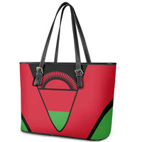 Malawi Flag Leather Tote Bag Colors Blended with National Emblem - Symbolic Design