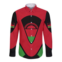 Malawi Flag Long Sleeve Button Shirt Colors Blended with National Emblem - Symbolic Design