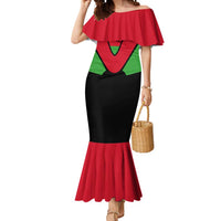 Malawi Flag Mermaid Dress Colors Blended with National Emblem - Symbolic Design