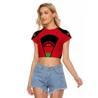 Malawi Flag Raglan Cropped T Shirt Colors Blended with National Emblem - Symbolic Design