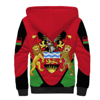 Malawi Flag Sherpa Hoodie Colors Blended with National Emblem - Symbolic Design