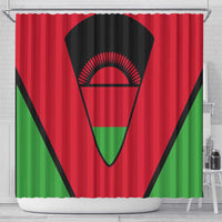 Malawi Flag Shower Curtain Colors Blended with National Emblem - Symbolic Design