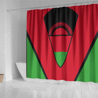 Malawi Flag Shower Curtain Colors Blended with National Emblem - Symbolic Design