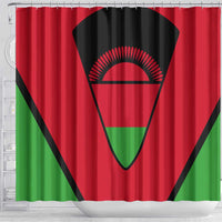 Malawi Flag Shower Curtain Colors Blended with National Emblem - Symbolic Design