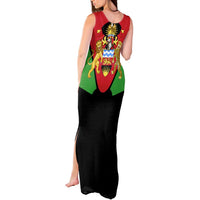Malawi Flag Tank Maxi Dress Colors Blended with National Emblem - Symbolic Design