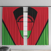 Malawi Flag Window Curtain Colors Blended with National Emblem - Symbolic Design