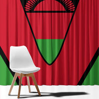 Malawi Flag Window Curtain Colors Blended with National Emblem - Symbolic Design