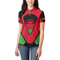 Malawi Flag Women Polo Shirt Colors Blended with National Emblem - Symbolic Design