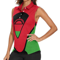 Malawi Flag Women Sleeveless Polo Shirt Colors Blended with National Emblem - Symbolic Design