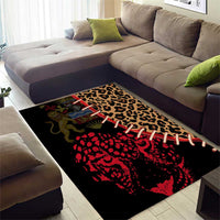 Malawi Area Rug Coat of Arms & Leopard Print - Unique Motif Fusion