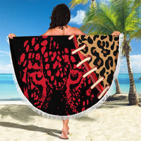 Malawi Beach Blanket Coat of Arms & Leopard Print - Unique Motif Fusion
