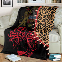 Malawi Blanket Coat of Arms & Leopard Print - Unique Motif Fusion