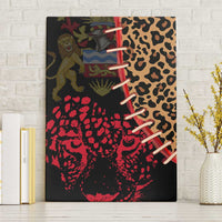 Malawi Canvas Wall Art Coat of Arms & Leopard Print - Unique Motif Fusion