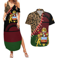 Malawi Couples Matching Summer Maxi Dress and Hawaiian Shirt Coat of Arms & Leopard Print - Unique Motif Fusion