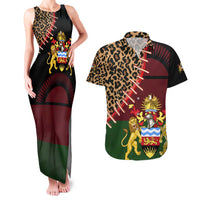 Malawi Couples Matching Tank Maxi Dress and Hawaiian Shirt Coat of Arms & Leopard Print - Unique Motif Fusion