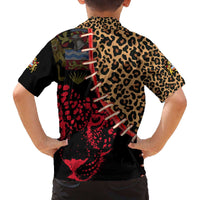 Malawi Family Matching Off The Shoulder Long Sleeve Dress and Hawaiian Shirt Coat of Arms & Leopard Print - Unique Motif Fusion