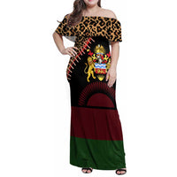 Malawi Family Matching Off Shoulder Maxi Dress and Hawaiian Shirt Coat of Arms & Leopard Print - Unique Motif Fusion