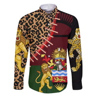 Malawi Family Matching Off Shoulder Short Dress and Hawaiian Shirt Coat of Arms & Leopard Print - Unique Motif Fusion