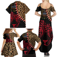 Malawi Family Matching Summer Maxi Dress and Hawaiian Shirt Coat of Arms & Leopard Print - Unique Motif Fusion