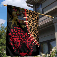 Malawi Garden Flag Coat of Arms & Leopard Print - Unique Motif Fusion