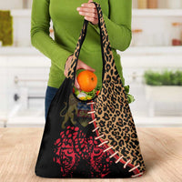 Malawi Grocery Bag Coat of Arms & Leopard Print - Unique Motif Fusion