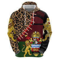 Malawi Hoodie Coat of Arms & Leopard Print - Unique Motif Fusion