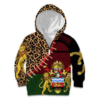 Malawi Kid Hoodie Coat of Arms & Leopard Print - Unique Motif Fusion
