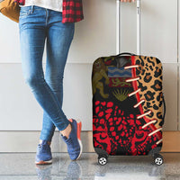 Malawi Luggage Cover Coat of Arms & Leopard Print - Unique Motif Fusion