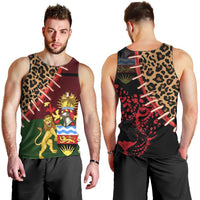 Malawi Men Tank Top Coat of Arms & Leopard Print - Unique Motif Fusion