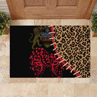 Malawi Rubber Doormat Coat of Arms & Leopard Print - Unique Motif Fusion