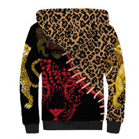 Malawi Sherpa Hoodie Coat of Arms & Leopard Print - Unique Motif Fusion
