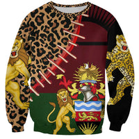 Malawi Sweatshirt Coat of Arms & Leopard Print - Unique Motif Fusion
